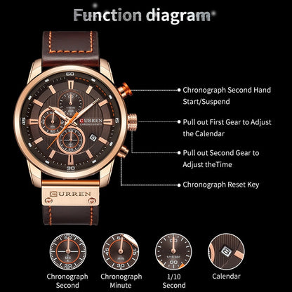 Bronze/Brown Quartz Sport Mens Wrist Watch