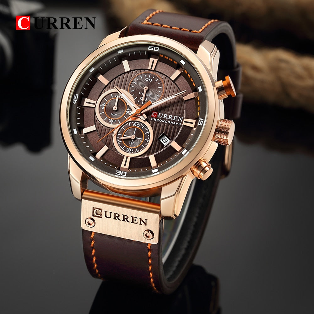 Bronze/Brown Quartz Sport Mens Wristwatch