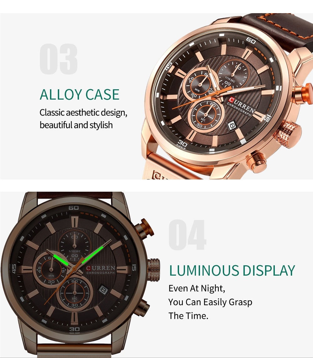 Bronze/Brown Quartz Sport Mens Wristwatch