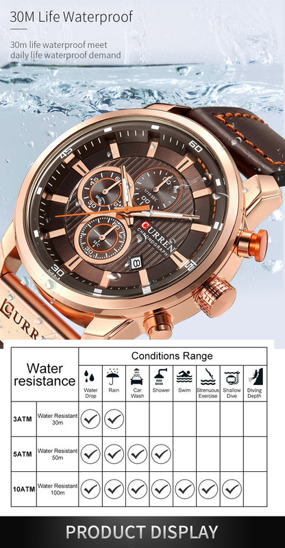 Bronze/Brown Quartz Sport Mens Wristwatch