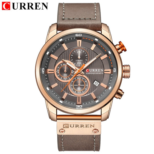 Bronze/Brown Quartz Sport Mens Wrist Watch