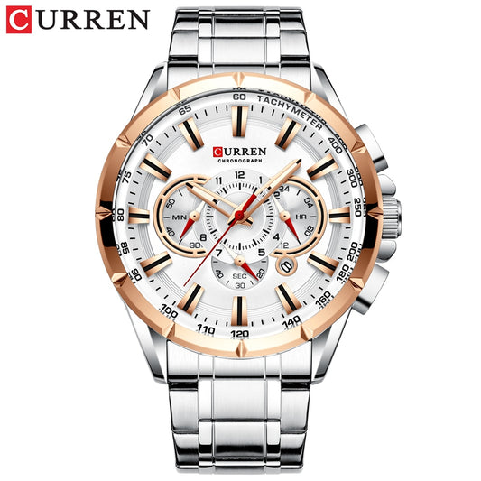 Silver/White Casual sport men's Watch.