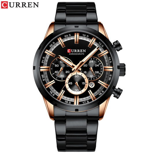 Black/Black Stainless Steel Wristwatch